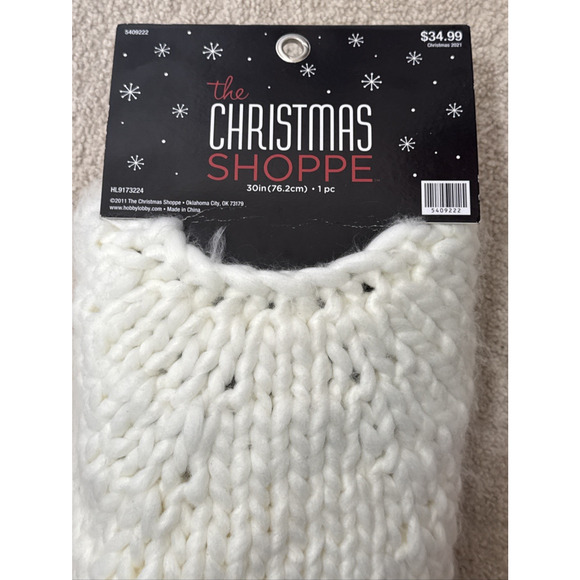 NEW Christmas Shoppe Ivory Chunky Knit Tree Skirt 30" Holiday Decor NIP - Picture 3 of 5